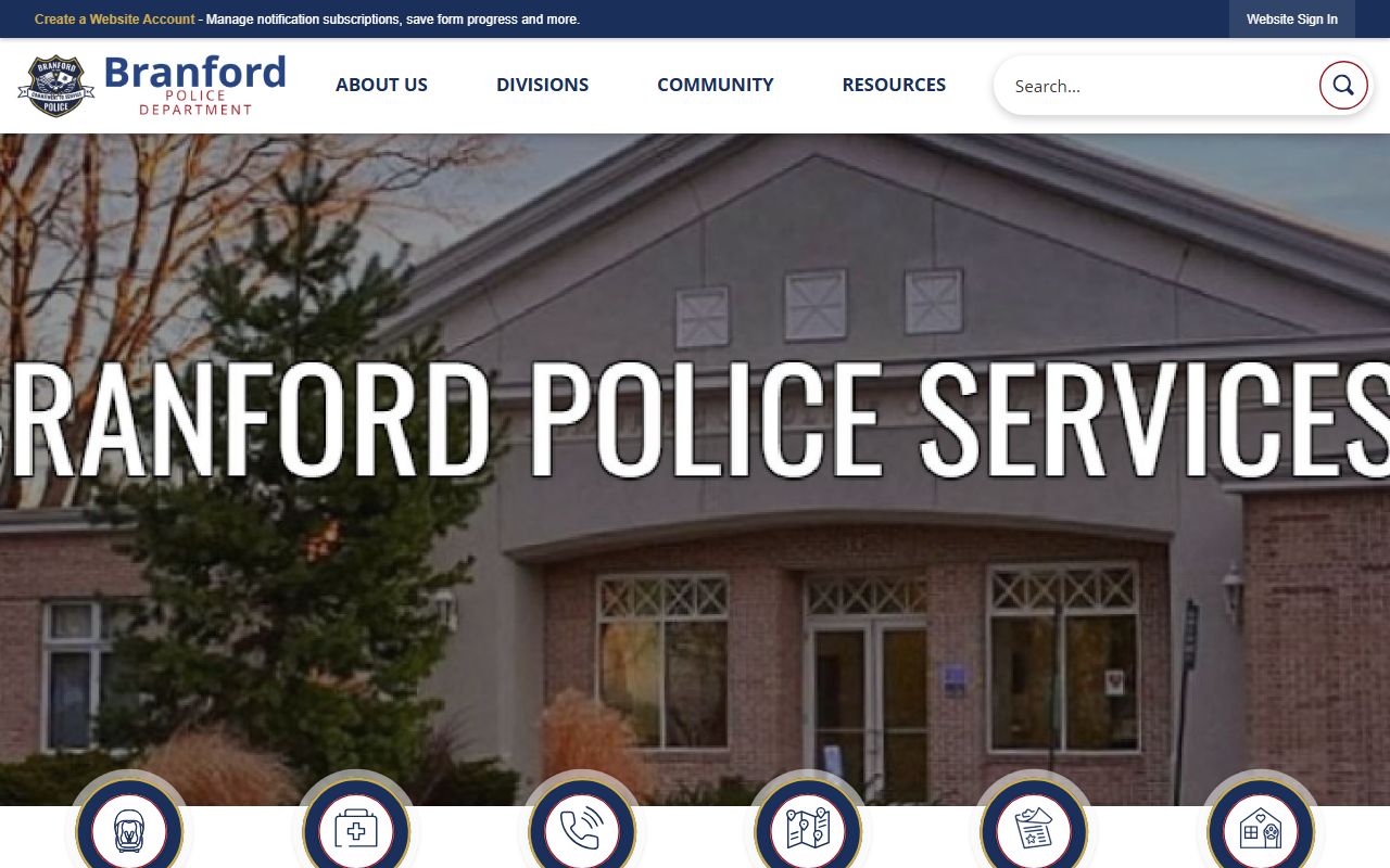 Branford Police Department headquarters for warrant records