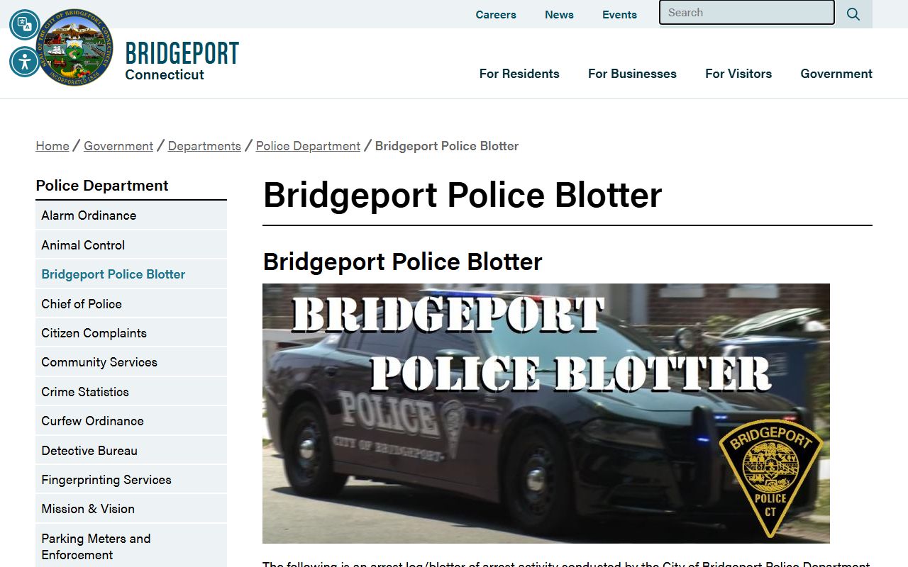 Bridgeport Police Blotter for recent arrest and warrant activity