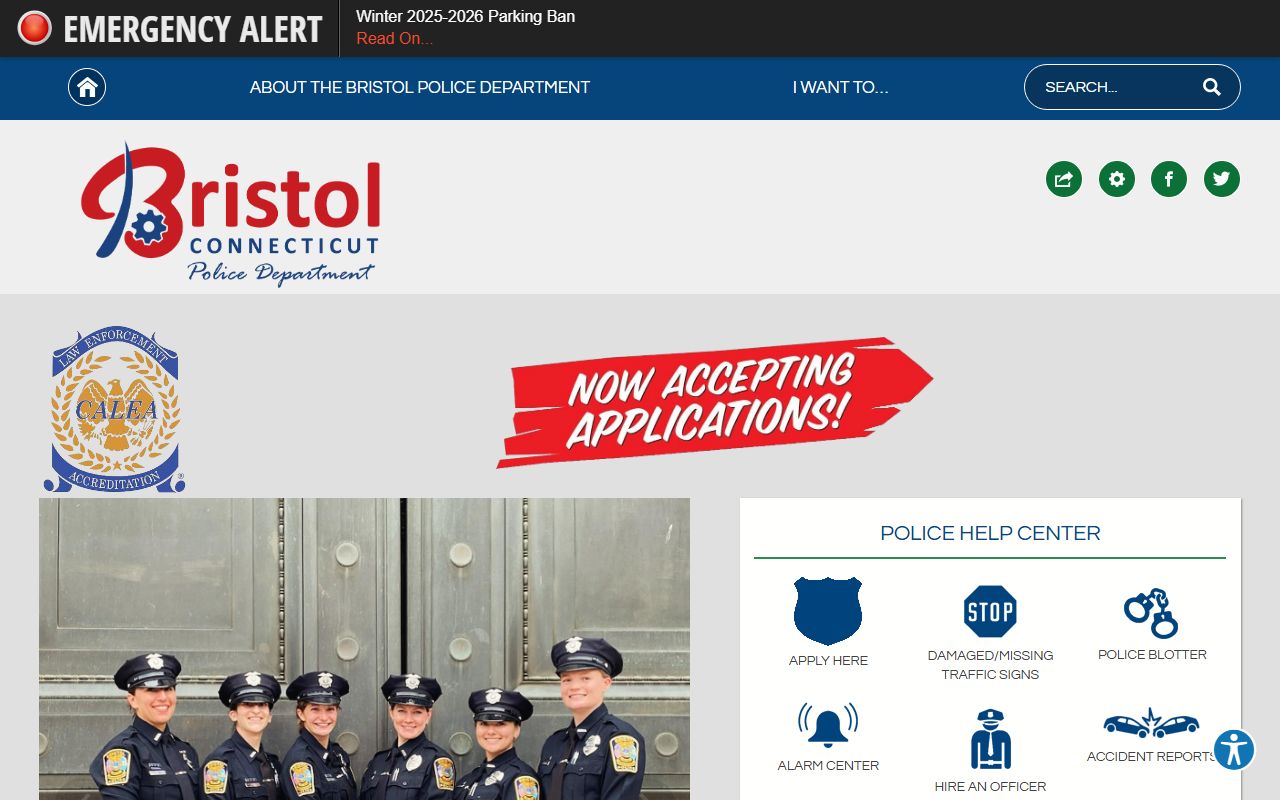 Bristol Police Department entrance and signage