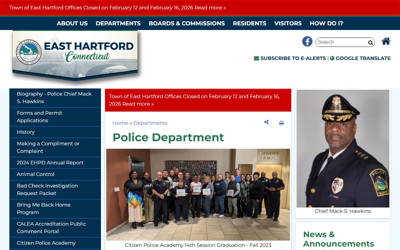 East Hartford Police Department for warrant record requests