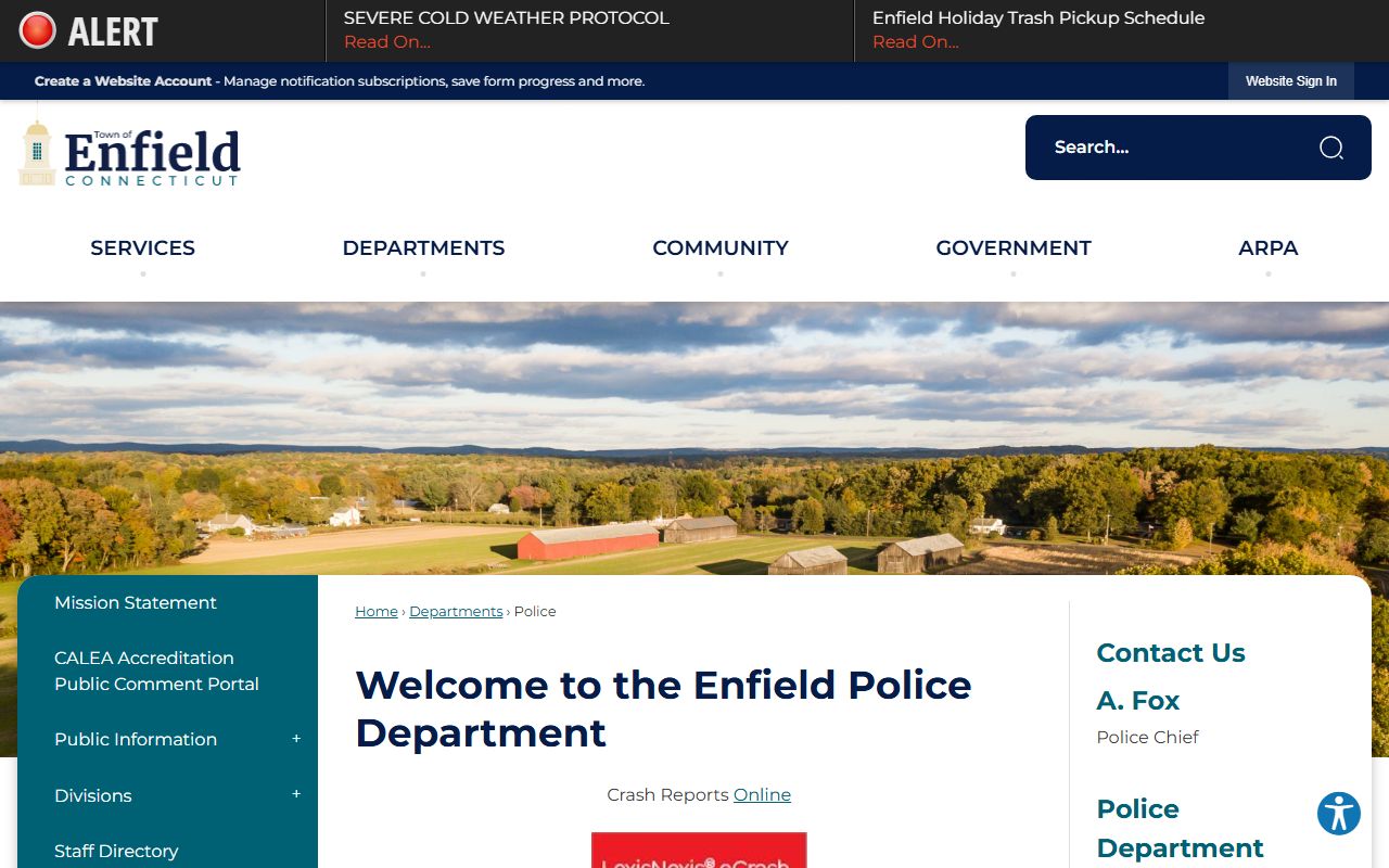 Enfield Police Department for warrant record searches