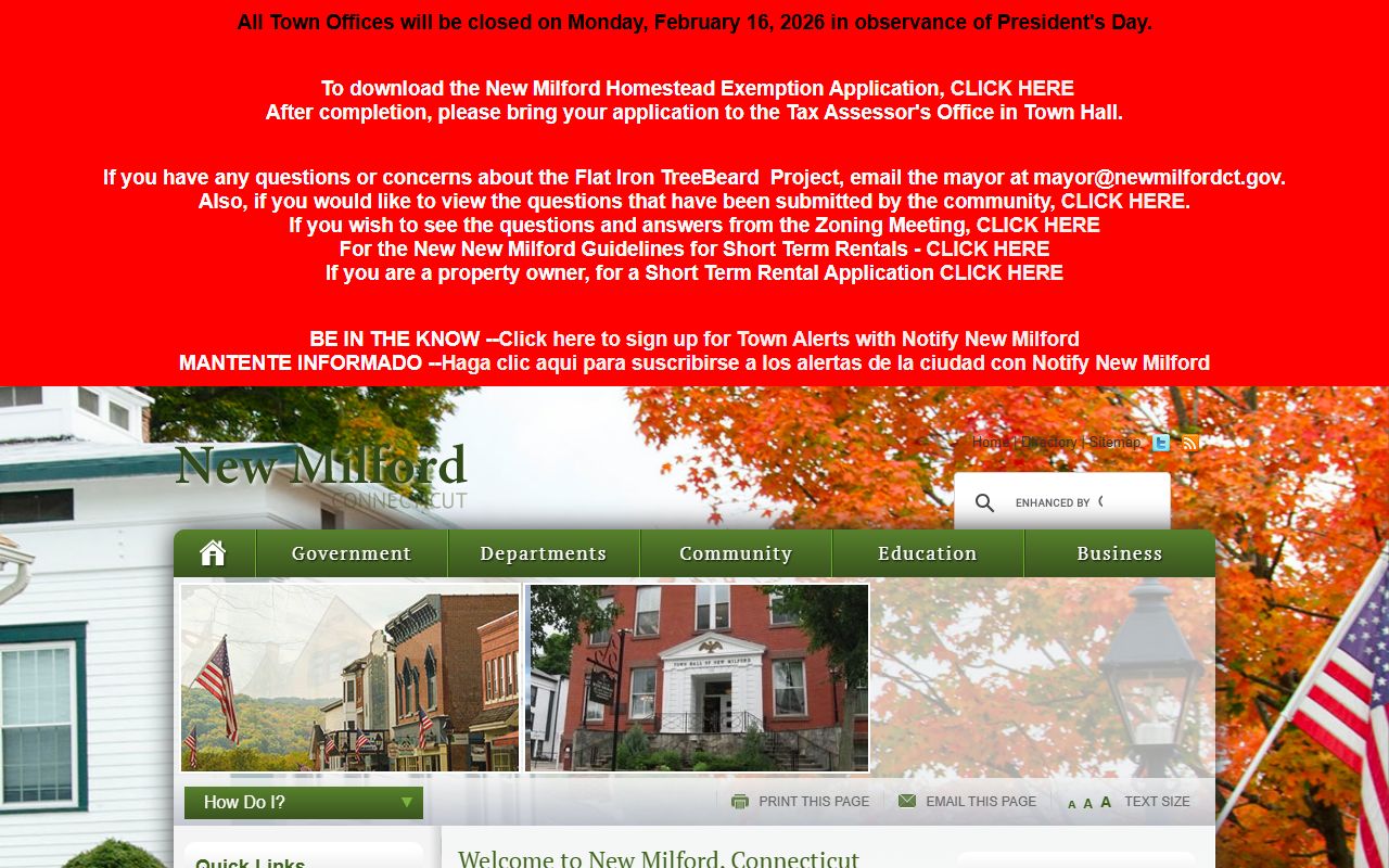New Milford Police Department and Town Hall for warrant records
