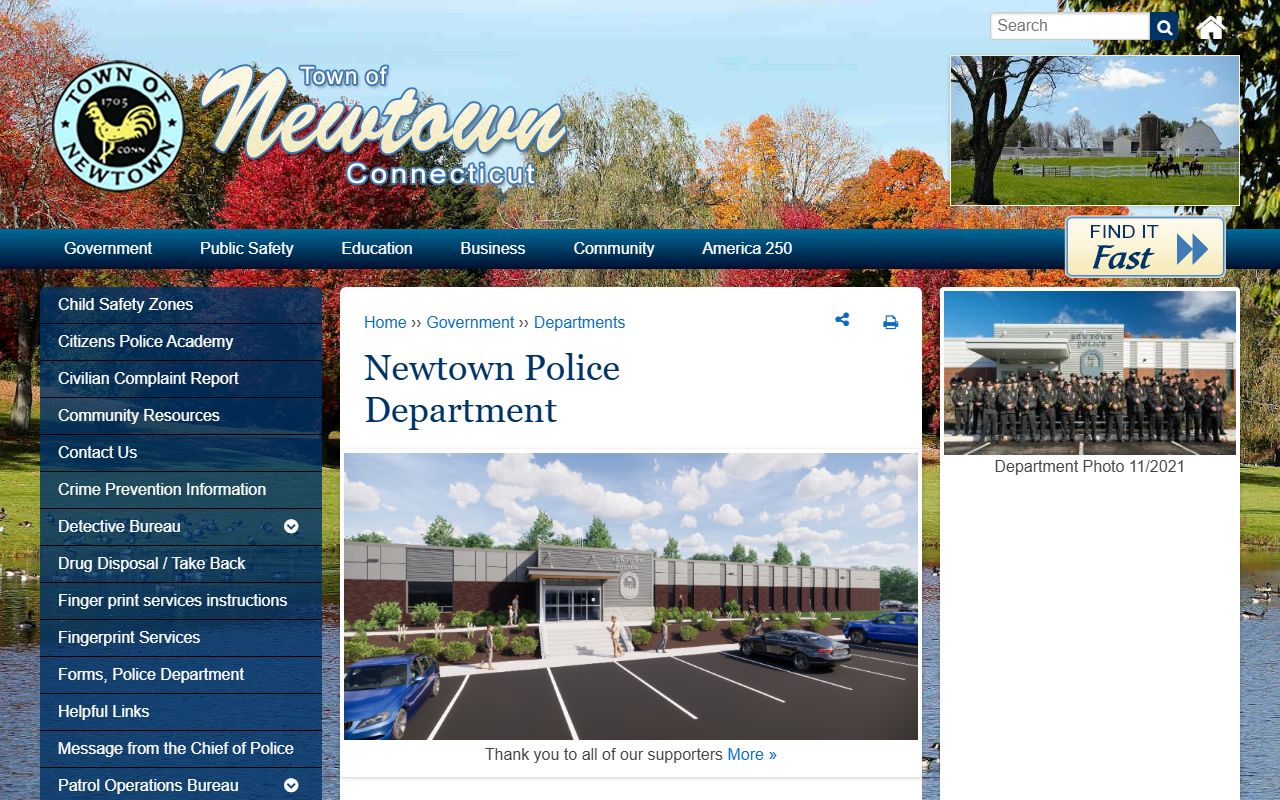Newtown Police Department facility for warrant records