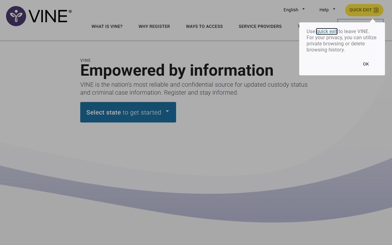 VINE victim notification system for Connecticut warrant tracking
